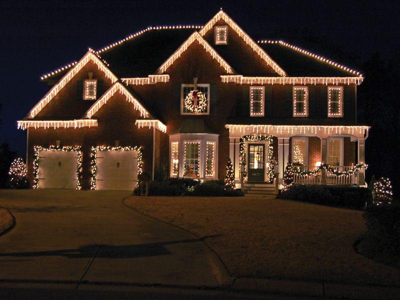 House with icicle lights