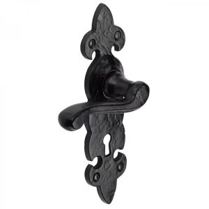 Fleur de Lys Antique Black Lock Handles