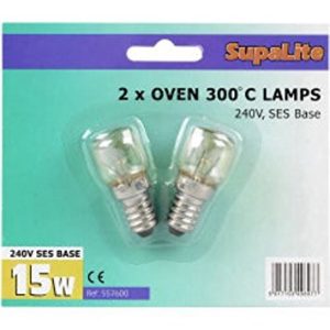 SupaLite 300°C Oven Lamps 240v 15w SES PK2