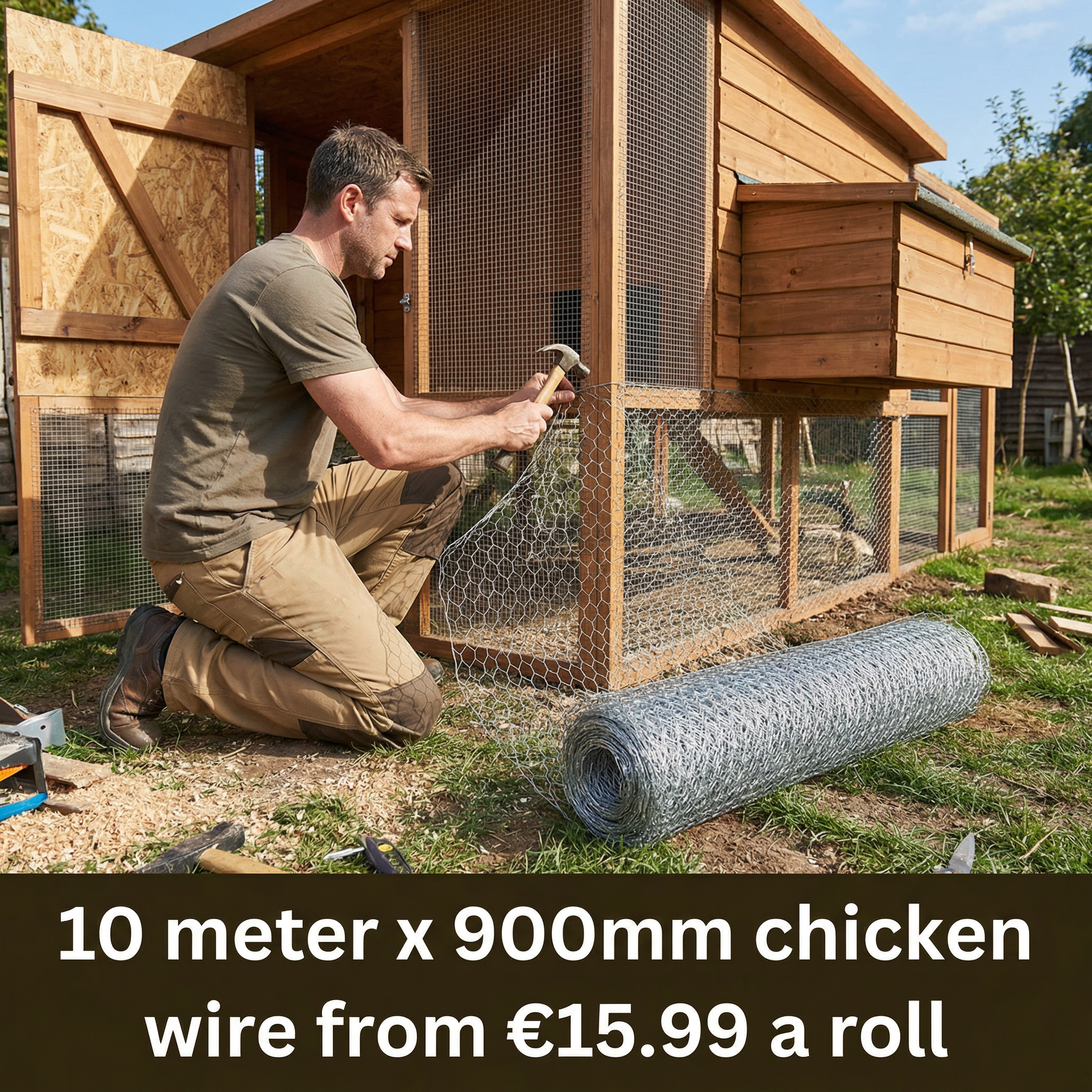 10m X 0.9m X 25mm Galvanised Wire Netting CW110 - Image 5