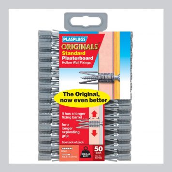 Plasplugs Std Duty PlasterBoard Fixings 50pc