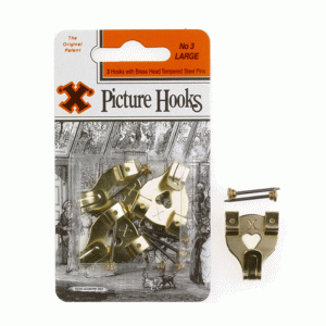X Original Picture Hooks - Brass Plated  No.3