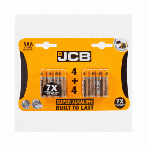 JCB Super Alkaline Batteries 4 Plus 4 AAA