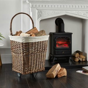Deville Large Natural Wicker Firelog Cart