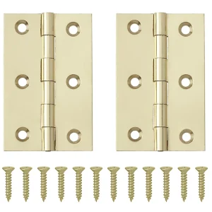 4" Butt Hinges Brass Plated & Screws BH085