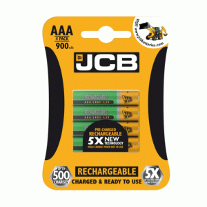 JCB Rechargeable Batteries AAA 900mAh 4 Pack