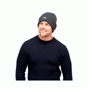 Mens Thinsulate Ribbed Knitted Hat Black & Dark Grey