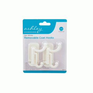 2pc White Removable Coat Hooks RH506