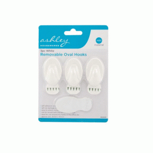3pc White Removable Oval Hooks RH500