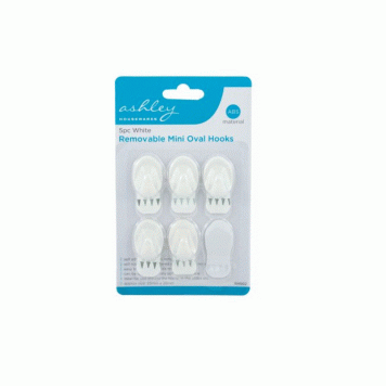 5pc White Removable Mini Oval Hooks RH502