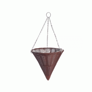 Rattan Effect Brown Hanging Cone - 14"