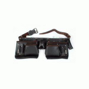 Leather Double Pouch Tool Belt Deluxe Oil Tanned 10 pockets