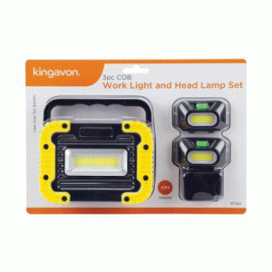 3 pc cob work light and head lamp set