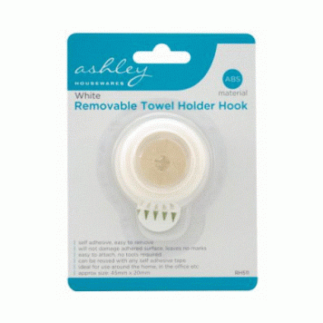 white removable towel holder hook