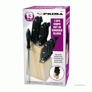 13pc knife set with wooden block