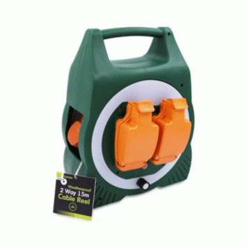 2 way 15m outdoor cable reel - 13a