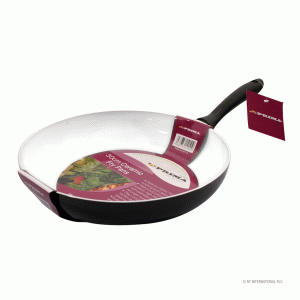 30cm white ceramic frypan with soft touch handle
