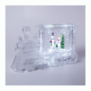 led transparent train with santa