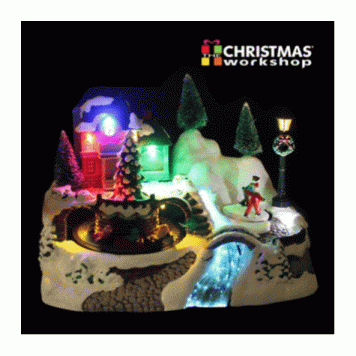 led village w/ revolving train and fibre optic river