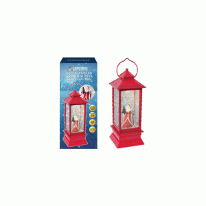led water and glitter santa lentern - red