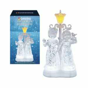 led water glitter angel w/lamp post