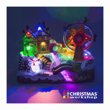 led xmas village with revolving ferris wheel