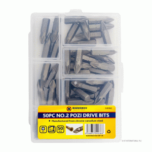 50pc pozi #2 screwdriver drive bits