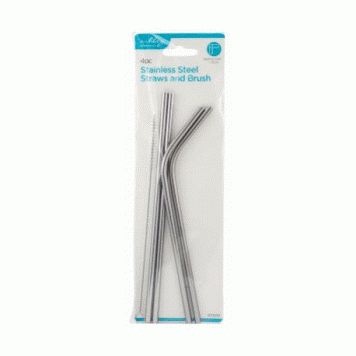 4pc stainless steel straws and brush