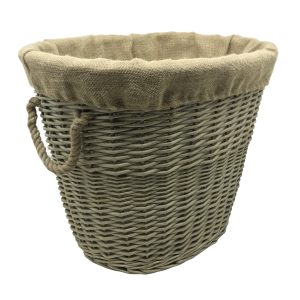 Antique Wash Oval Lined Chunky Log Basket 16-002