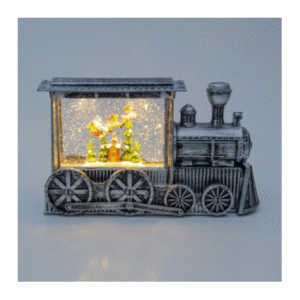 led gold antique train with Santa