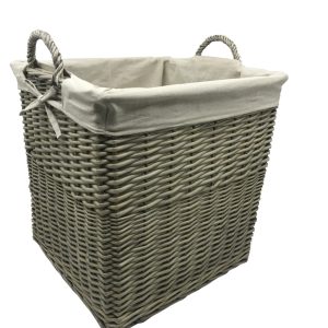 Antique Wash Ex.Large Rectangular Lined Log Basket 16-008