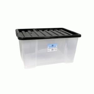 TML 50L Clear Storage Box & Black Lid