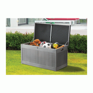 320 Litre Grey Outdoor Plastic Storage Box Chest For Garden-Garage- Allotment OB201