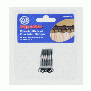 Woodside Curtain Rings Pack 6 Black Nickel