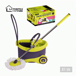 Rotating Wringing Bucket On Wheels With Mop Set 21 Litres