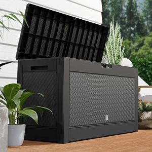 310 Litre Anthracite Outdoor Plastic Cushion/Storage Box Chest For Garden-Garage