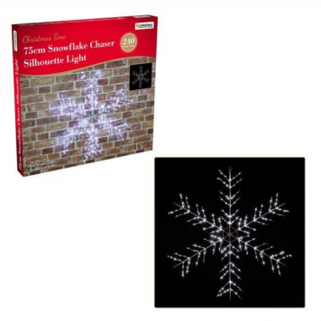75cm 240 LED Snowflake Silhouette Lights - White