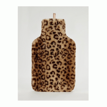 HOT WATER BOTTLE WITH FAUX FUR ANIMAL PRINT COVER