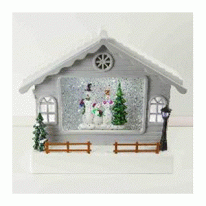LED house water scene with snowman