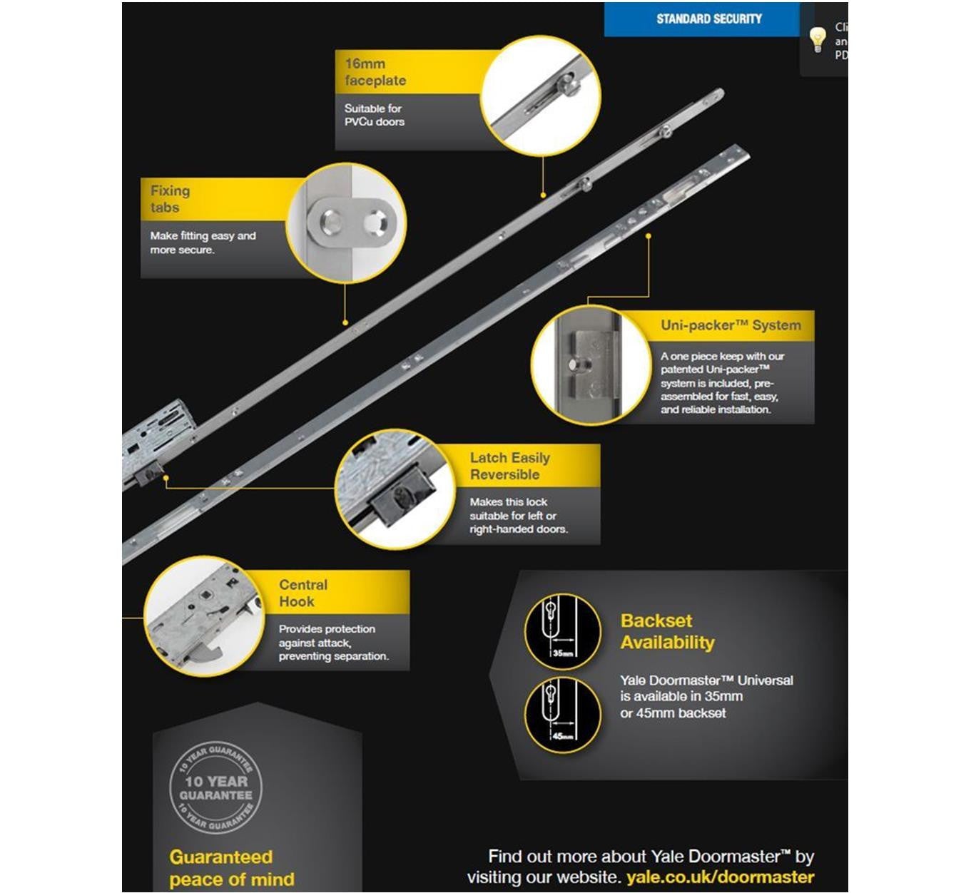 Yale Doormaster Universal Pvcu Lock 35mm Backset - Image 3