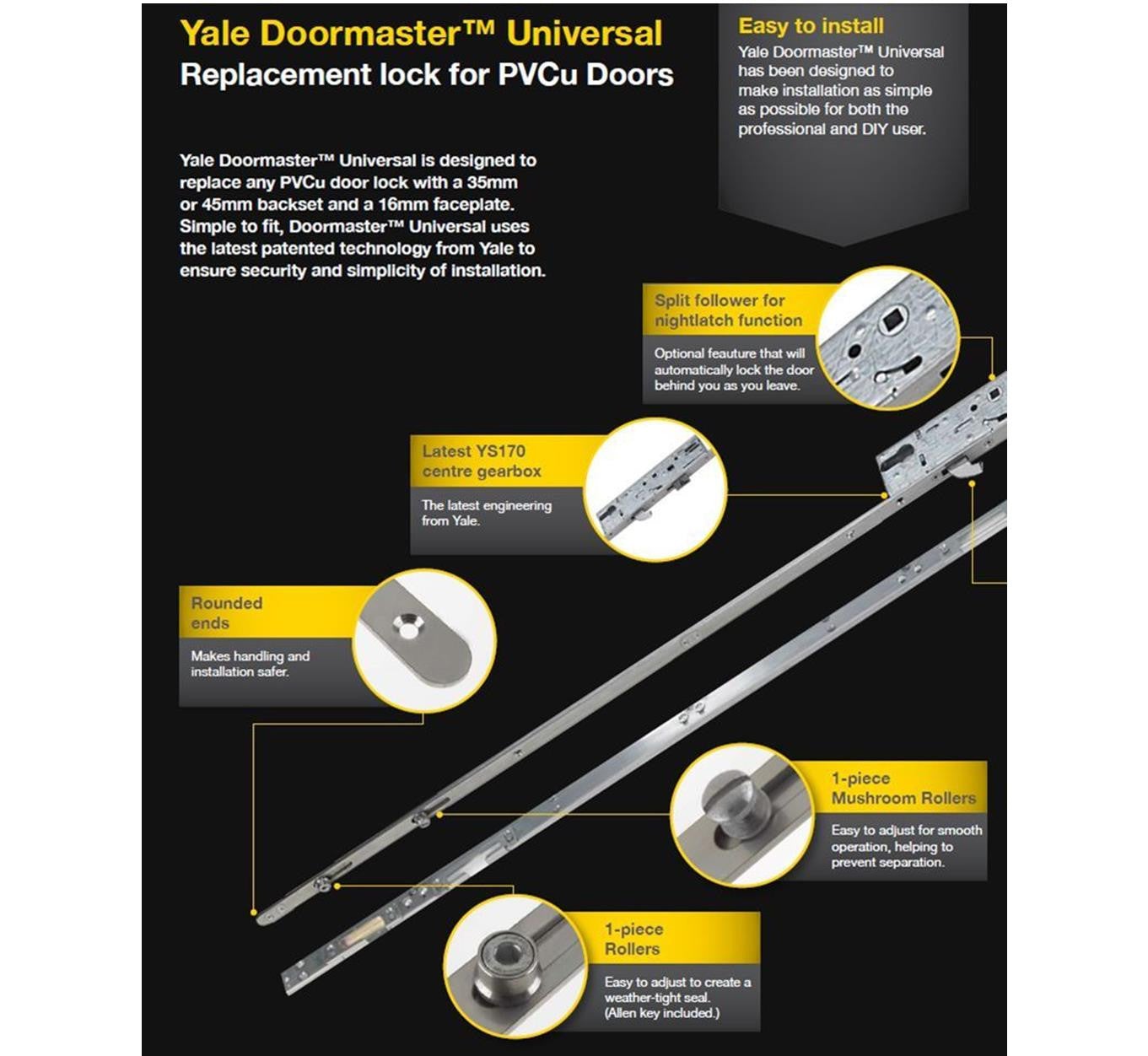 Yale Doormaster Universal Pvcu Lock 35mm Backset - Image 4
