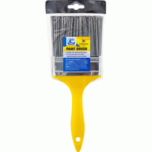 4" Paint Brush Yellow Plastic Handle Grey Polyester Hair