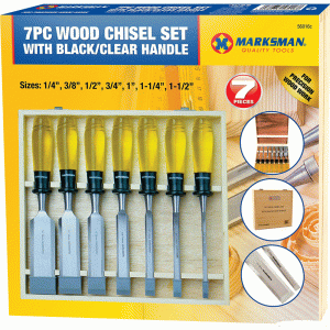7pc Wood Chisel Set with Black / Clear Handle