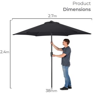 2.7mt Wind Up Parasol With Steel Shaft Black UB112