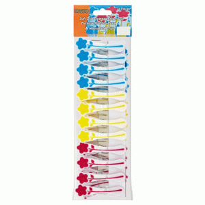 CLOTHESPIN X12 FLOWER DESIGNS 3 COLORS Blue/Yellow/Pink