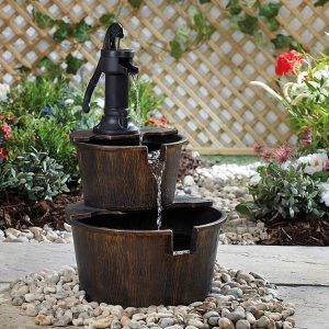 2 Tier Barrell Fountain With Pump