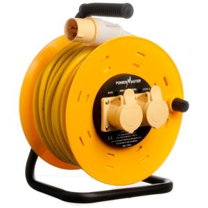 Powermaster 40m 2.5 Open Cable Reel Cassette 16A 110V - 2 Gang