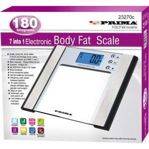 7 in 1 180KG Bathroom Scale Weighing Body Fat Weight Electronic Home 23270C Prima