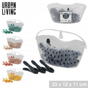 24pc Plastic Pegs With Basket Urban Living 27589