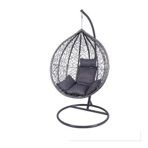 Dark Grey Rattan Effect Egg Chair